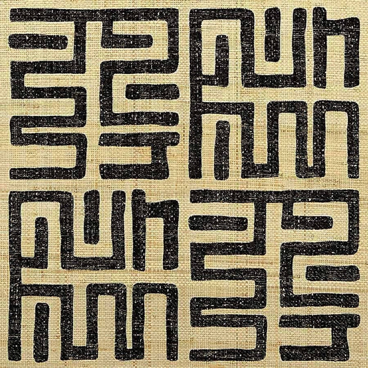Purchase 1665 Kuba Cloth Charcoal On White Island Raffia Phillip Jeffries Wallpaper