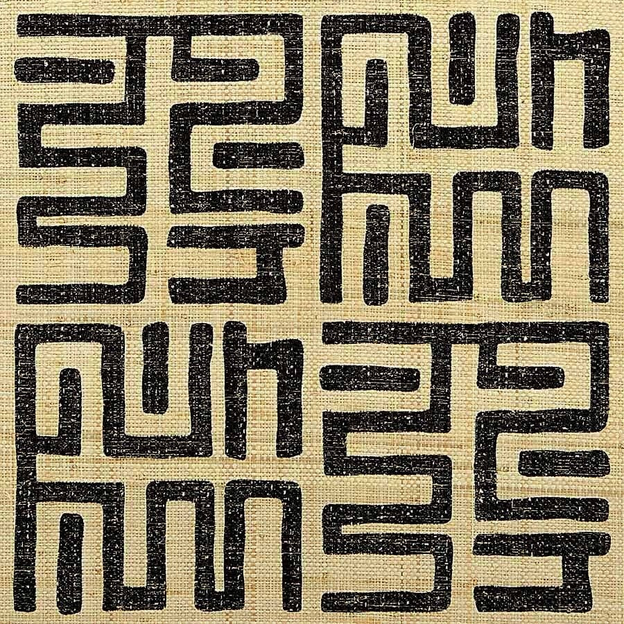 Purchase 1665 Kuba Cloth Charcoal On White Island Raffia Phillip Jeffries Wallpaper