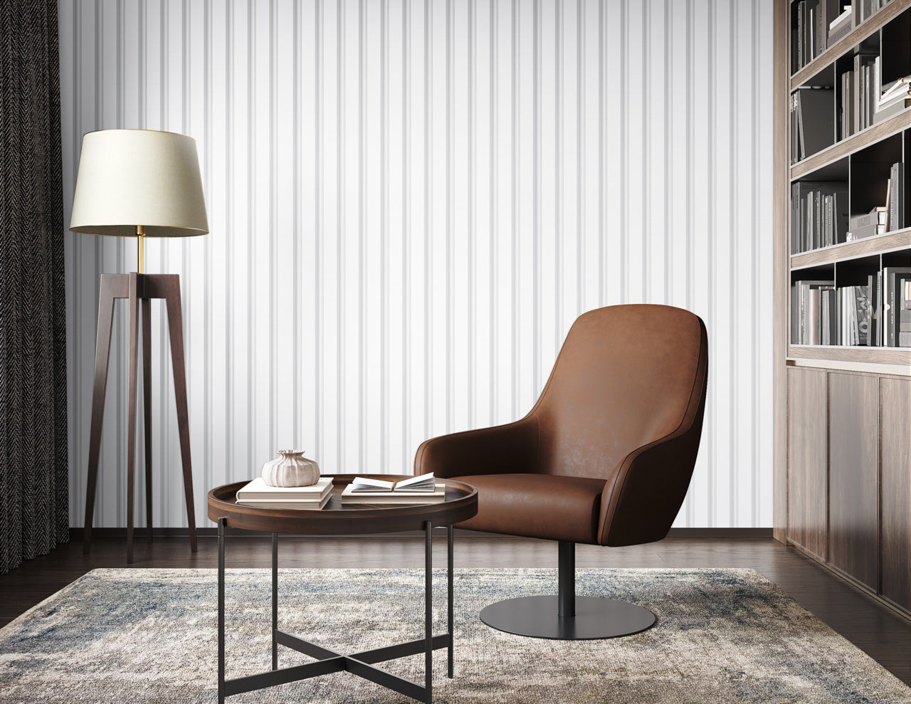 Purchase Phillip Jeffries Wallpaper - 10732, Prairie Stripe - Grey On White 2