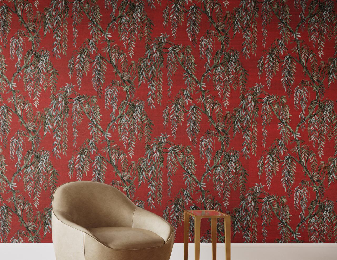 Purchase Phillip Jeffries Wallpaper - 27801, Whispering Willows - Scarlet Veil 2