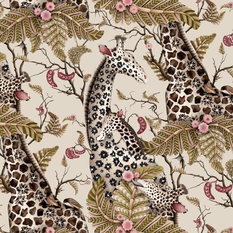 Purchase 129/3012-Cs Royal Giraffe, Stone - Cole & Son Wallpaper - 129/3012.Cs.0