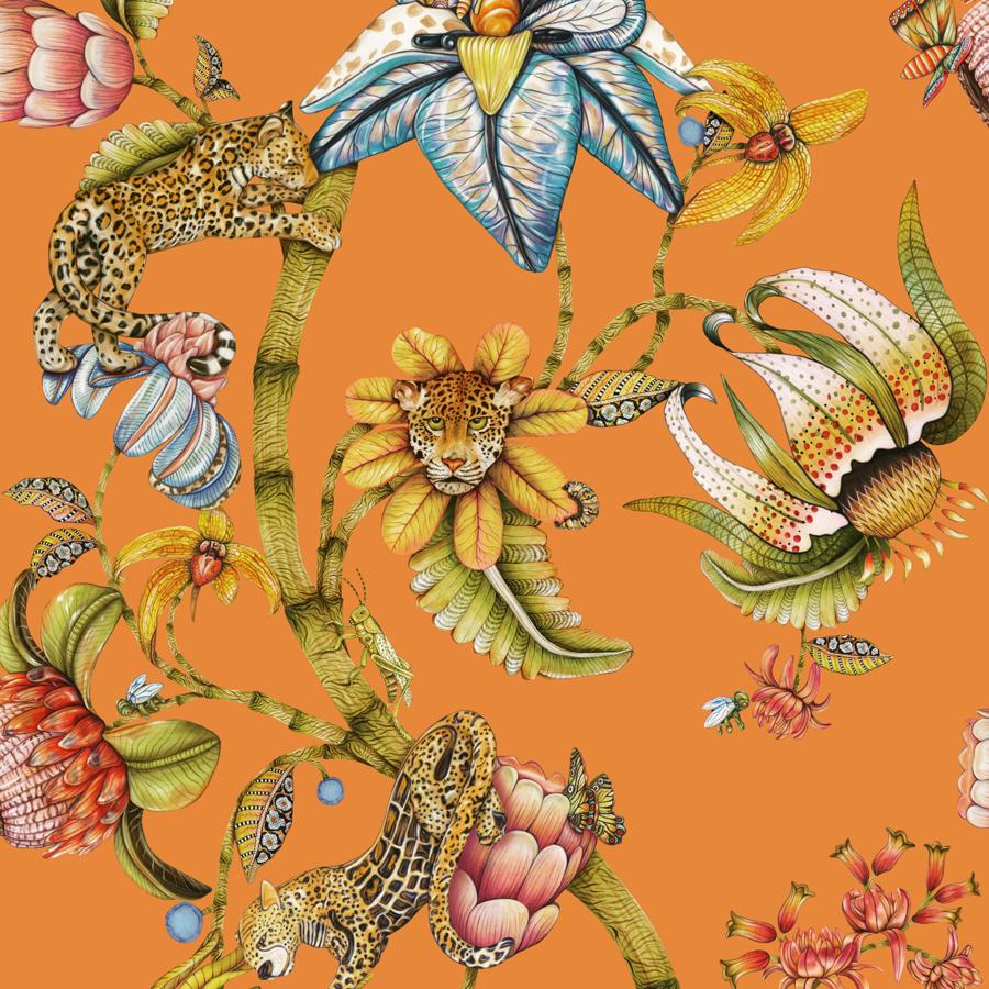 Purchase 129/6022-Cs Protea Panthera, Clementine - Cole & Son Wallpaper - 129/6022.Cs.0