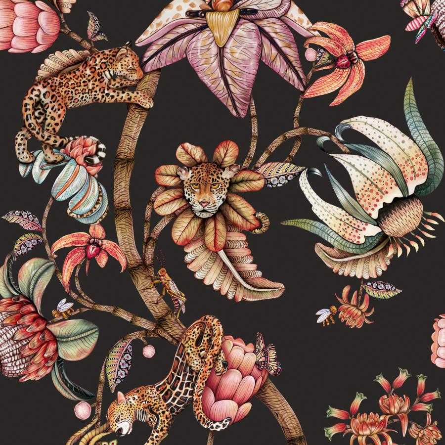 Purchase 129/6023-Cs Protea Panthera, Onyx - Cole & Son Wallpaper - 129/6023.Cs.0