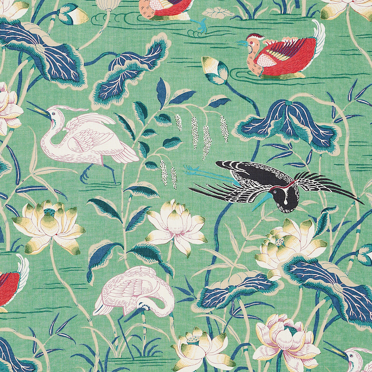 Select 172935 Lotus Garden Jade by Schumacher Fabric