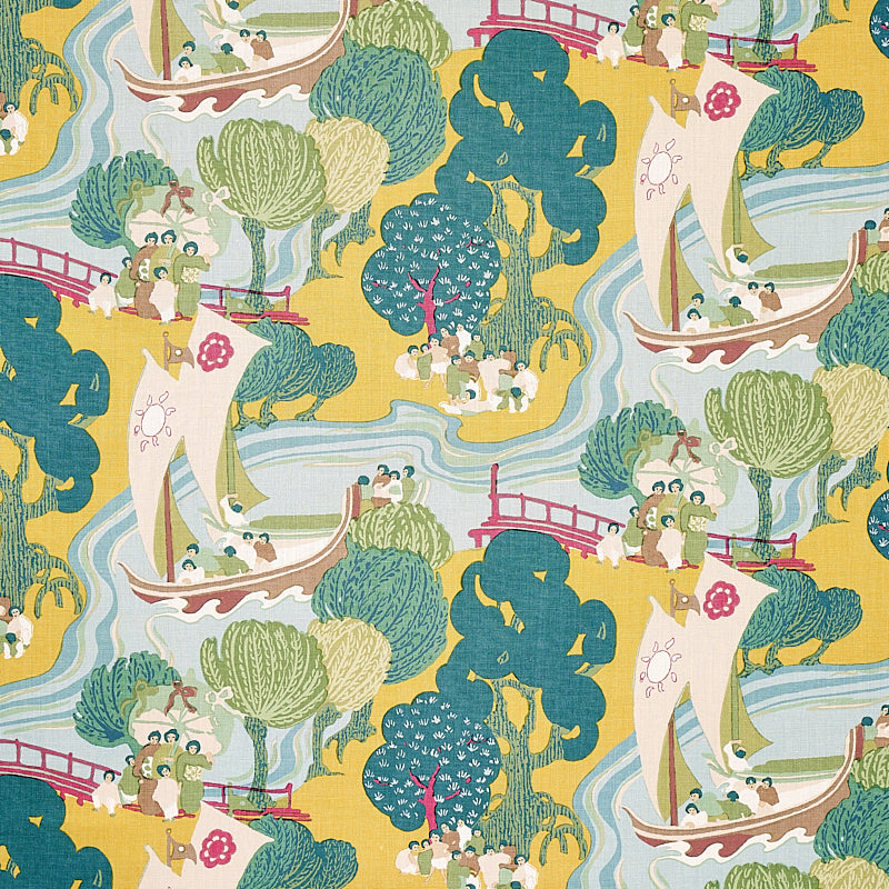 Select 173066 Pearl River Yellow by Schumacher Fabric