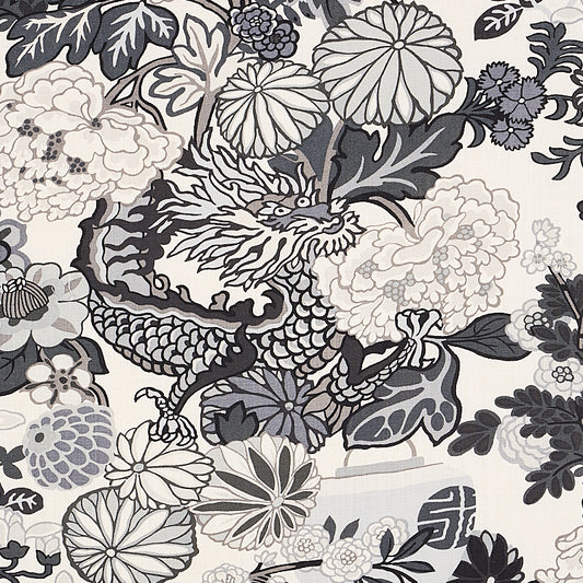 View 173276 Chiang Mai Dragon Smoke by Schumacher Fabric