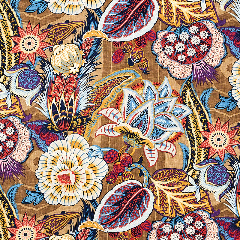 173520 | Zanzibar Linen Print, Cerulean - Schumacher Fabric