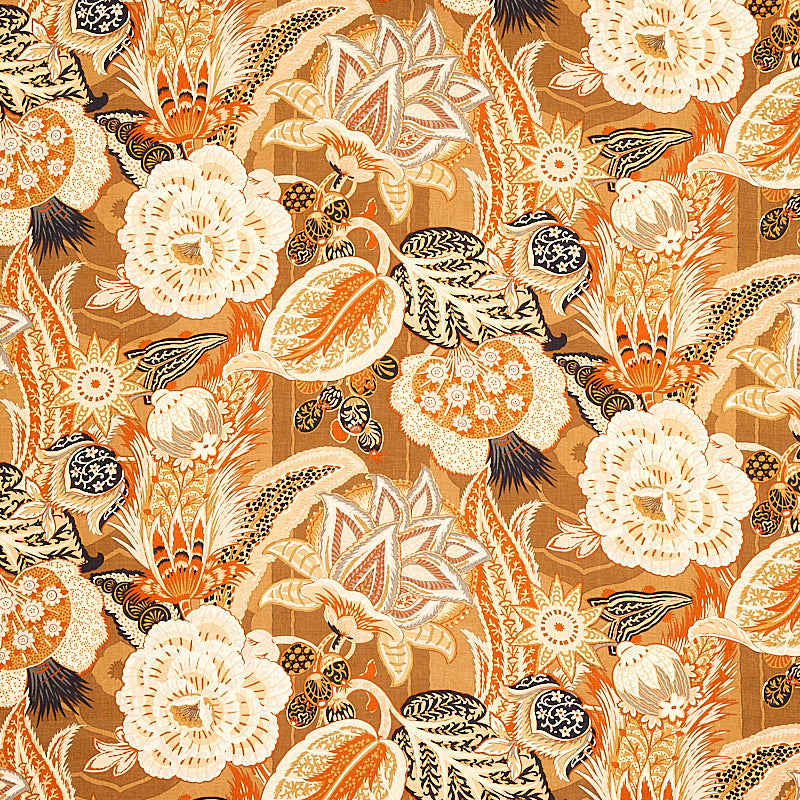 Shop 173522 Zanzibar Linen Print Sandalwood by Schumacher Fabric