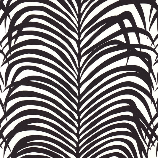 View 174872 Zebra Palm Ebony by Schumacher Fabric