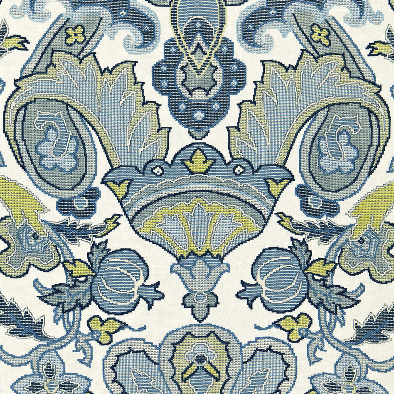 Looking 175080 Mataura Linen Print Aegean by Schumacher Fabric