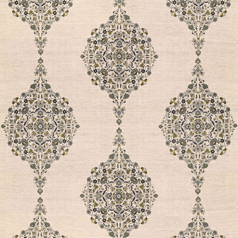 Buy 175322 Mehndi Linen Print Smoke by Schumacher Fabric