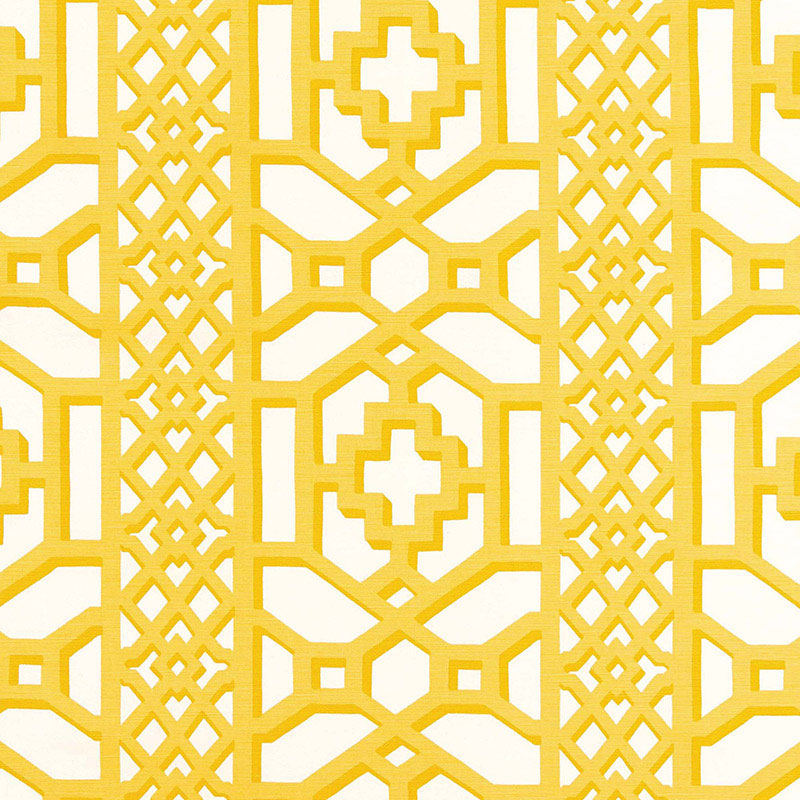 Order 175730 Zanzibar Trellis Chintz Canary by Schumacher Fabric