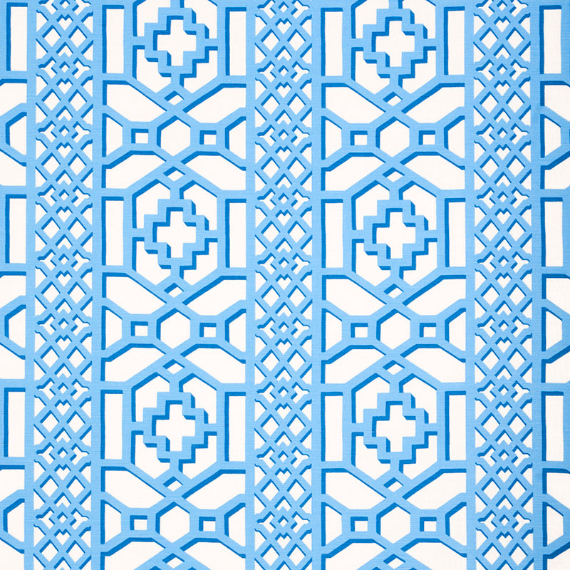 View 175748 Zanzibar Trellis Blue by Schumacher Fabric