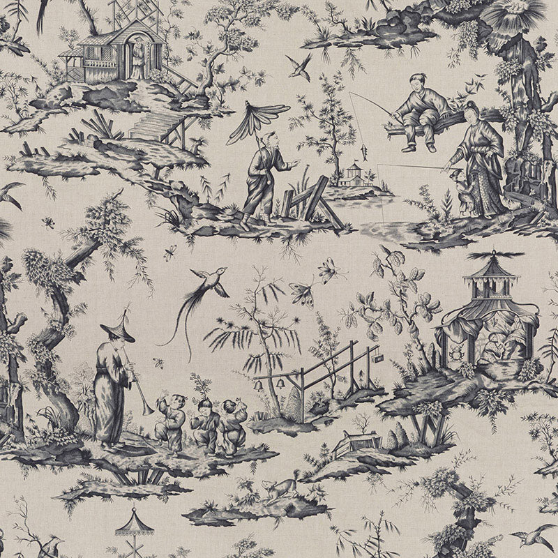 Acquire 175803 Shengyou Toile Charcoal by Schumacher Fabric