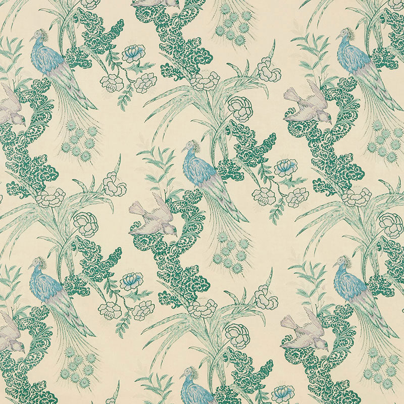 Acquire 175913 Peacock Cream by Schumacher Fabric