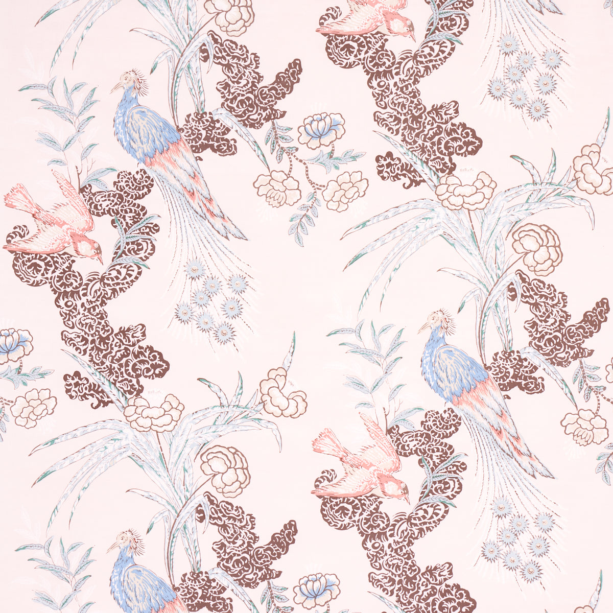 Purchase 175916 Peacock, Blush by Schumacher Fabric