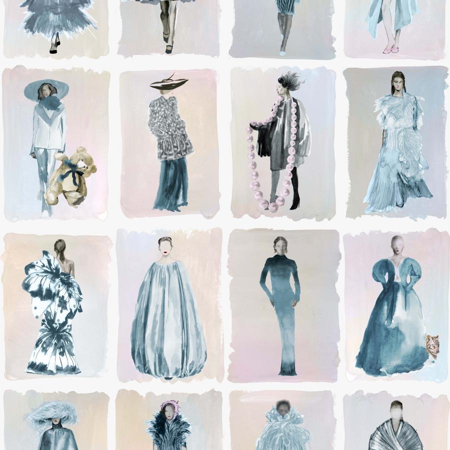 Purchase 175/1004 Couture Carousel, Blue Novelty - Cole & Son Wallpaper