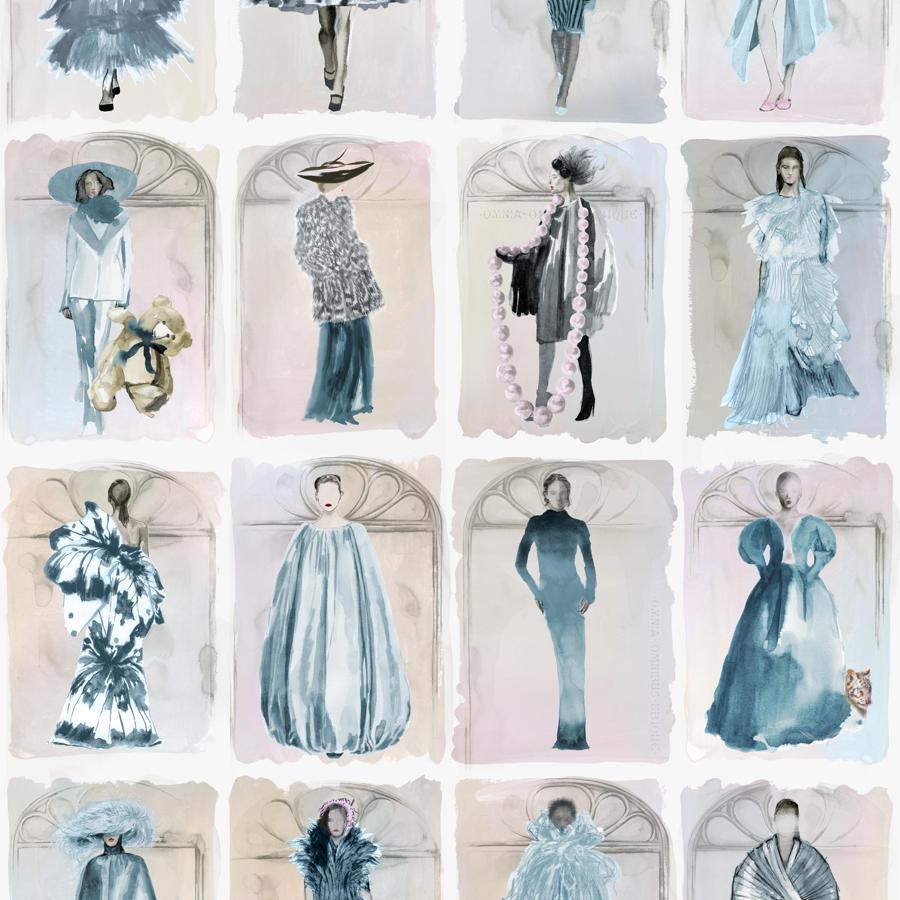 Purchase 175/2010M Couture Carousel W, Blue P Novelty - Cole & Son Wallpaper