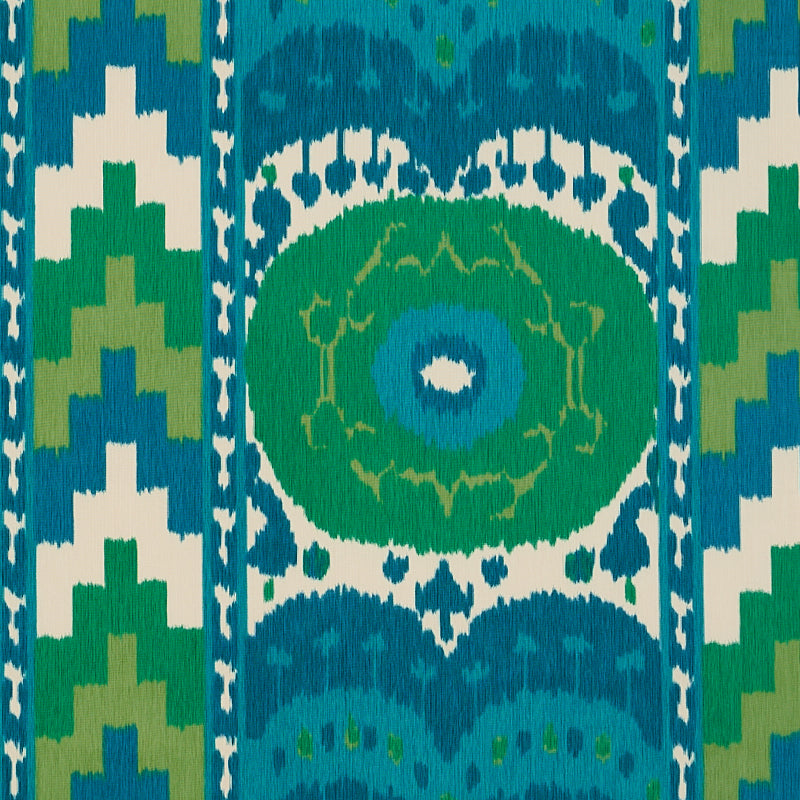 View 176064 Samarkand Ikat Ii Emerald by Schumacher Fabric