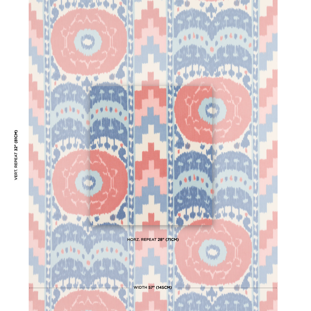 Purchase 176065 | Samarkand Ikat Ii, Chambray & Coral - Schumacher Fabric