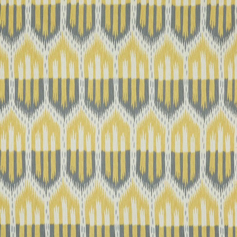 Looking 176081 Bukhara Ikat Citrine Smoke by Schumacher Fabric