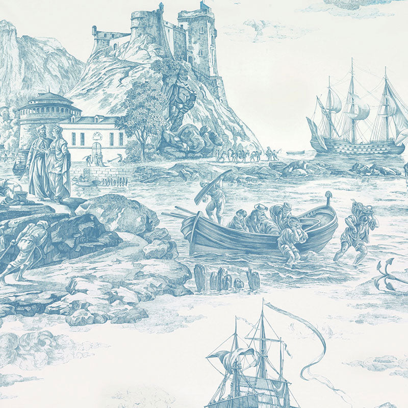 Buy 176160 Marine Toile Delft by Schumacher Fabric