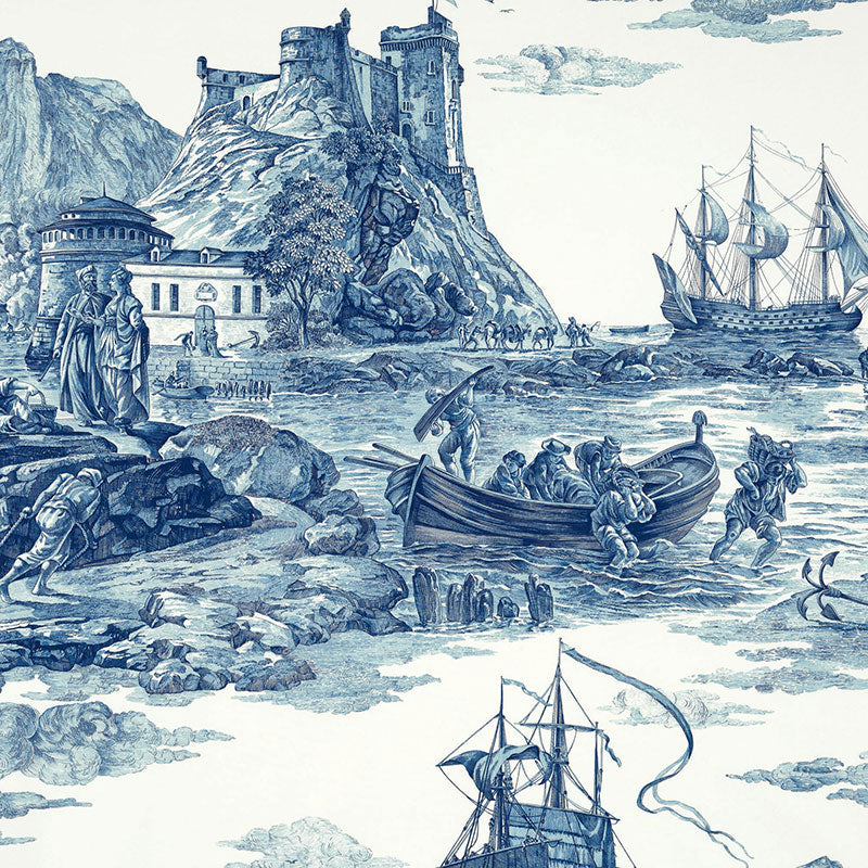 Save 176161 Marine Toile Indigo by Schumacher Fabric