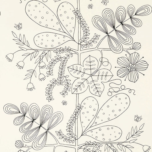 Looking 176204 Blommen Print Black by Schumacher Fabric