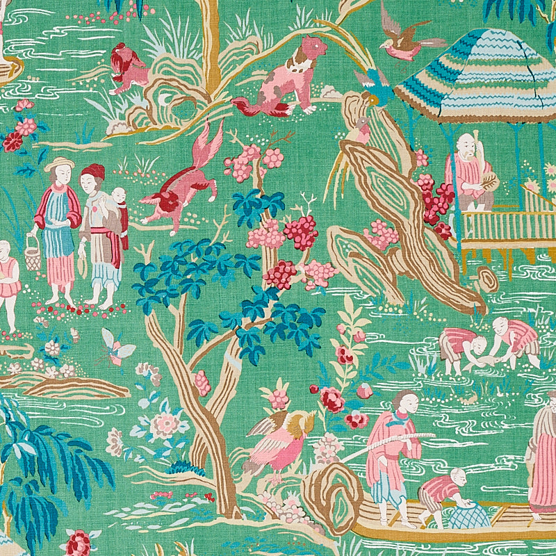 Looking 176770 Yangtze River Jade by Schumacher Fabric