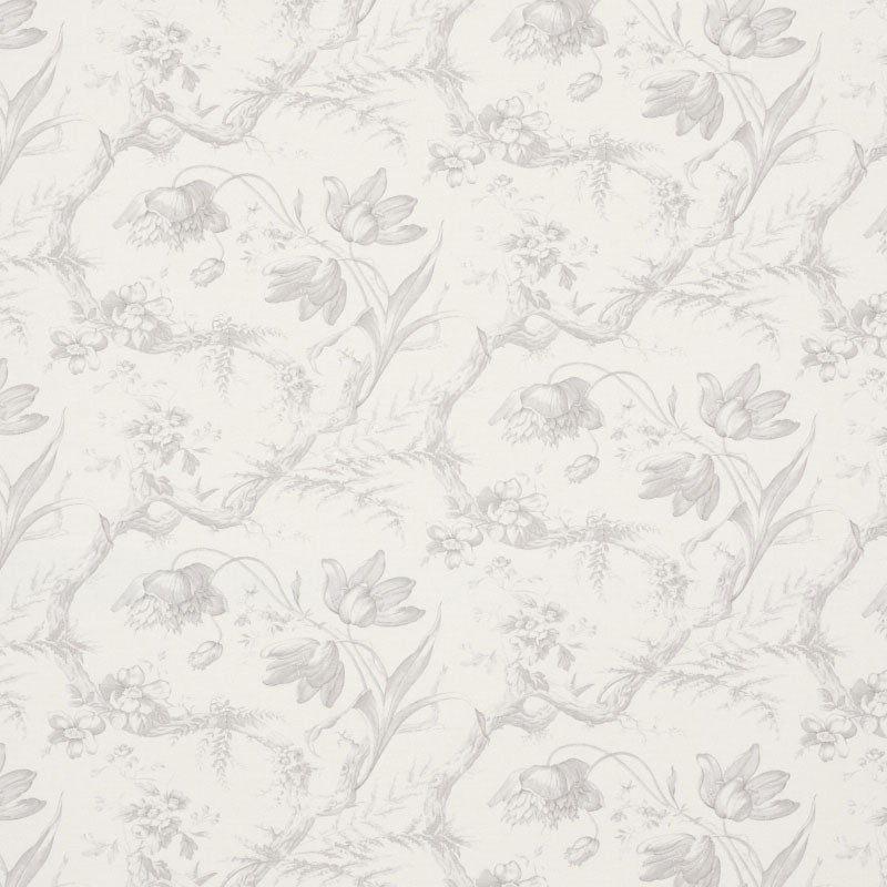 Save 177401 Toile De Fleurs Grisaille by Schumacher Fabric