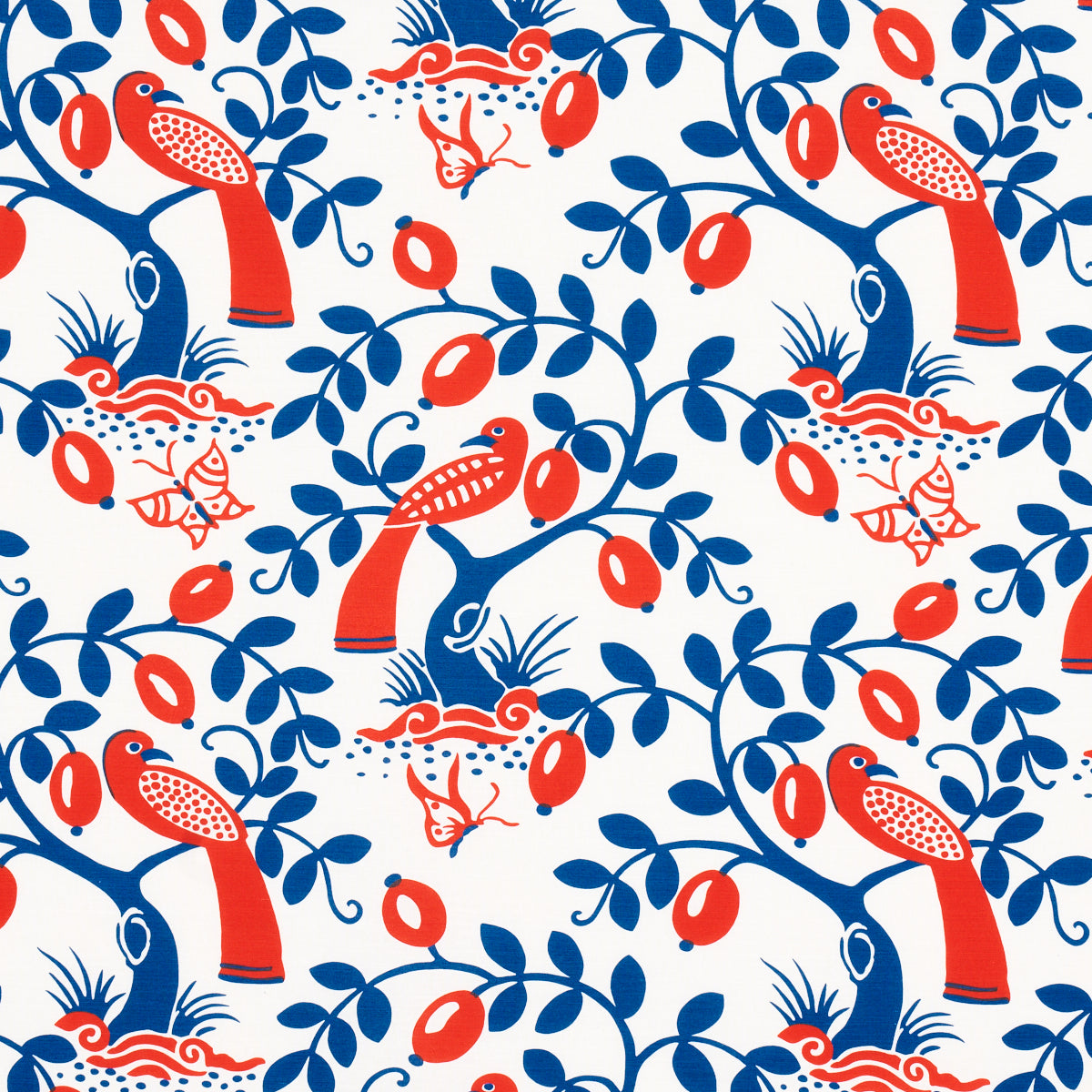 Buy 177471 Olive Tree Blue & Red by Schumacher Fabric