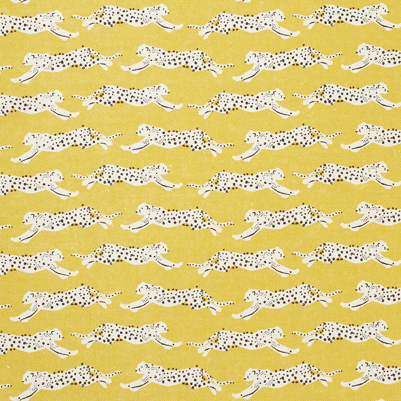 Select 177740 Leaping Leopards Yellow by Schumacher Fabric