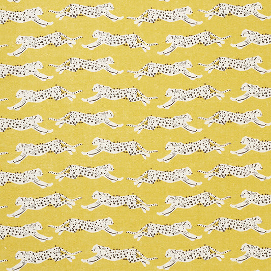 Select 177740 Leaping Leopards Yellow by Schumacher Fabric