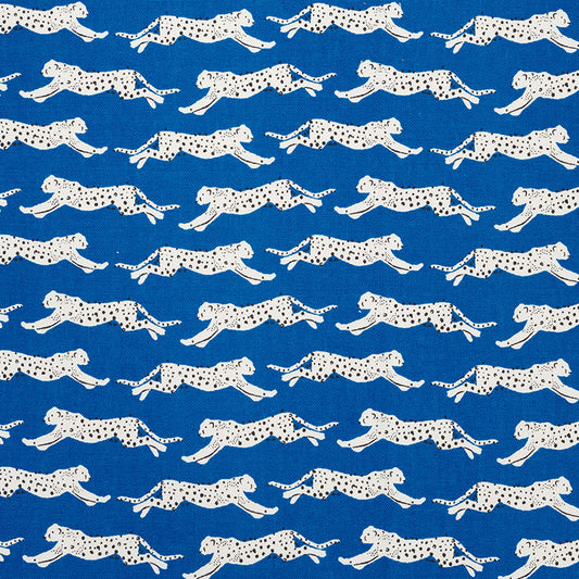 Search 177742 Leaping Leopards Blue by Schumacher Fabric