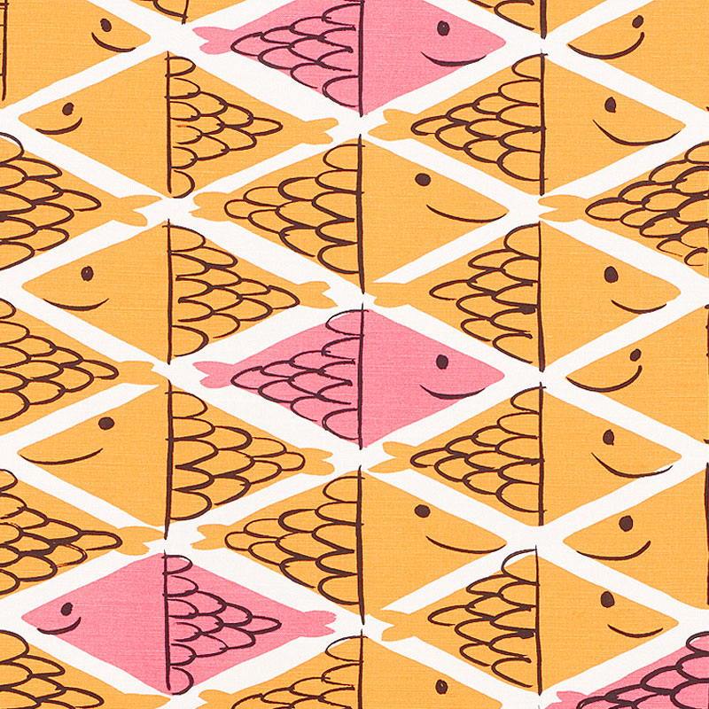 Save 178210 Fish School Orange & Pink by Schumacher Fabric