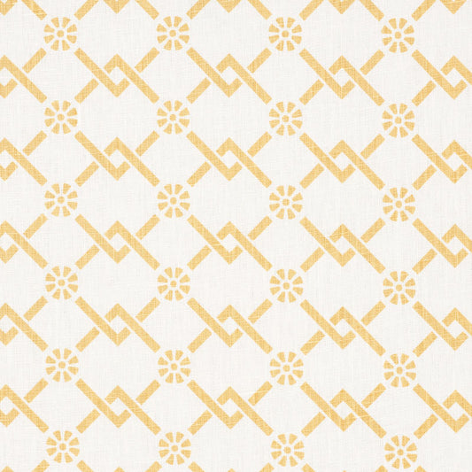 Looking 178311 Fretwork Flower Saffron by Schumacher Fabric