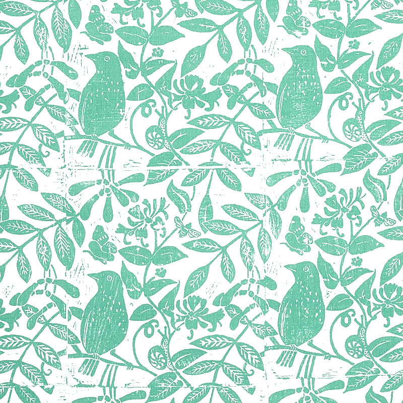 Select 179211 Bird & Bee Sea Glass by Schumacher Fabric