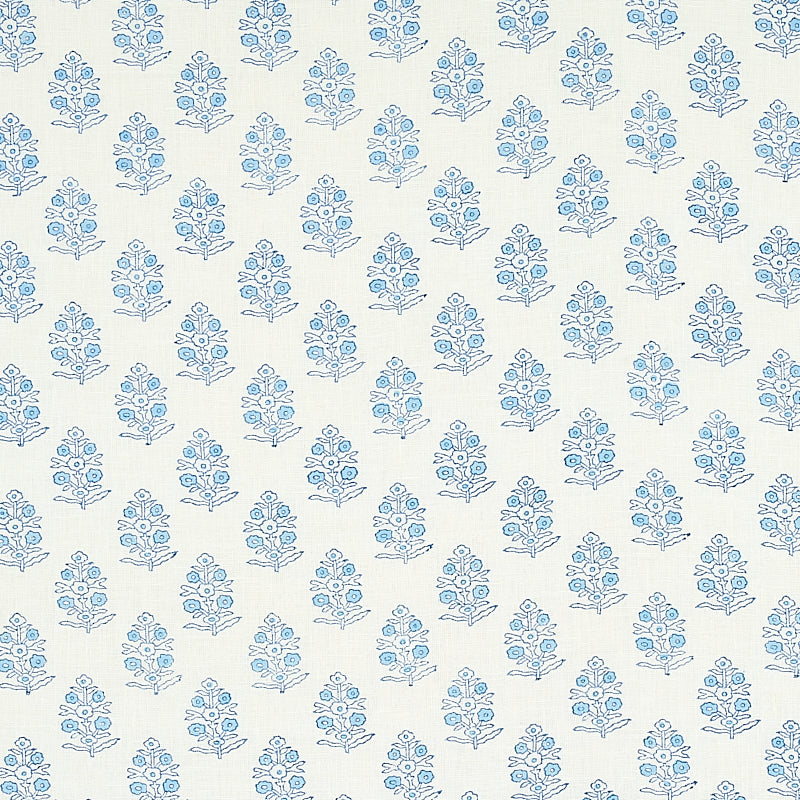 View 179360 Aditi Hand Blocked Print Blue by Schumacher Fabric