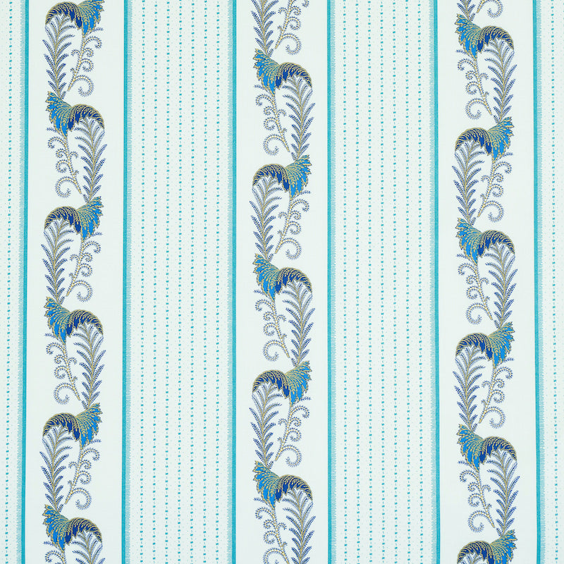 Looking 179381 Aleksy Stripe Teal by Schumacher Fabric