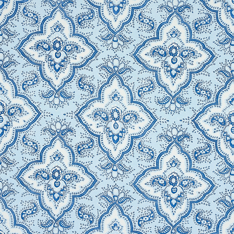 Save 179440 Amalia Medallion Handmade Print Blue by Schumacher Fabric