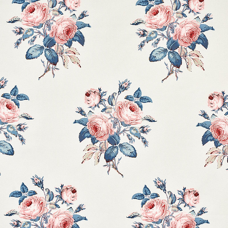 View 179632 Loudon Rose Rose and Blue by Schumacher Fabric