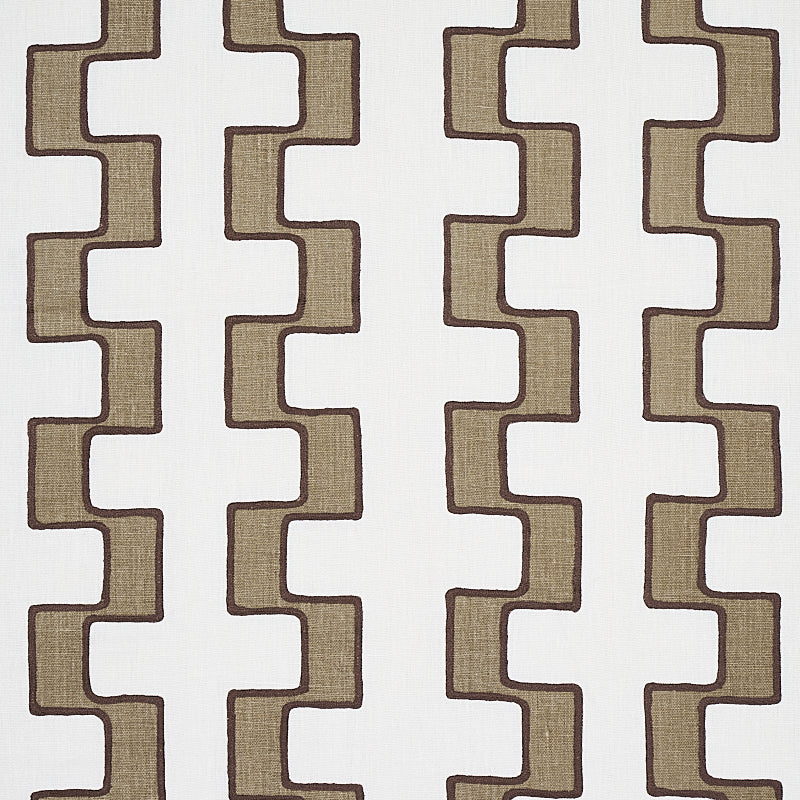 Purchase 179680 Dixon Embroidered Print Linen, Neutral by Schumacher Fabric