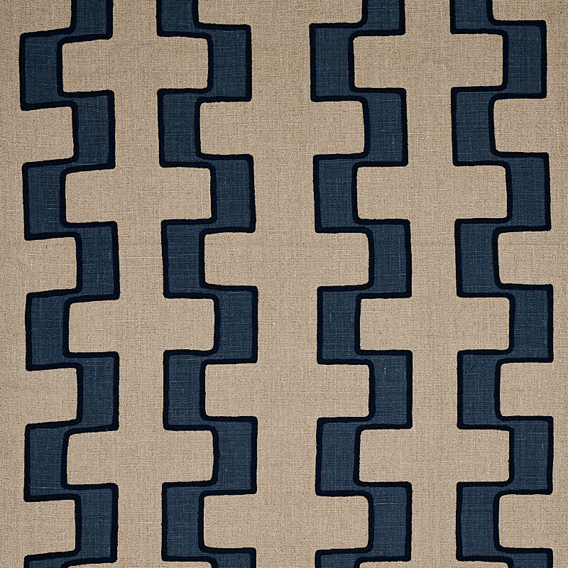 Purchase 179682 Dixon Embroidered Print Linen, Blue by Schumacher Fabric