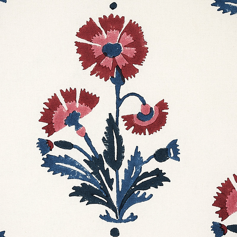 179741 | Dianthus Hand Block Print, Indigo & Iron - Schumacher Fabric