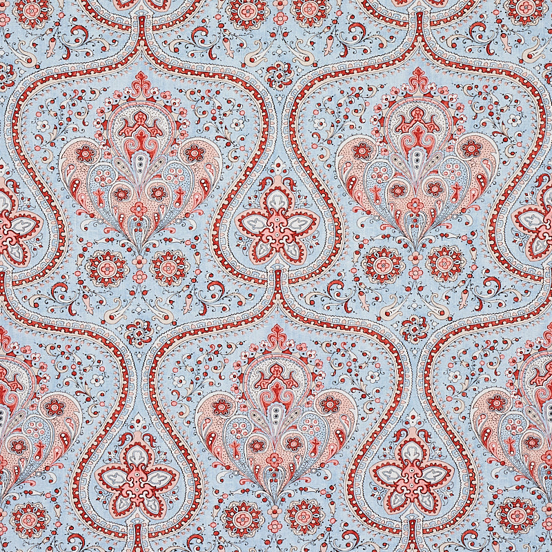 Save 179861 Paisley Court Sky and Rose by Schumacher Fabric