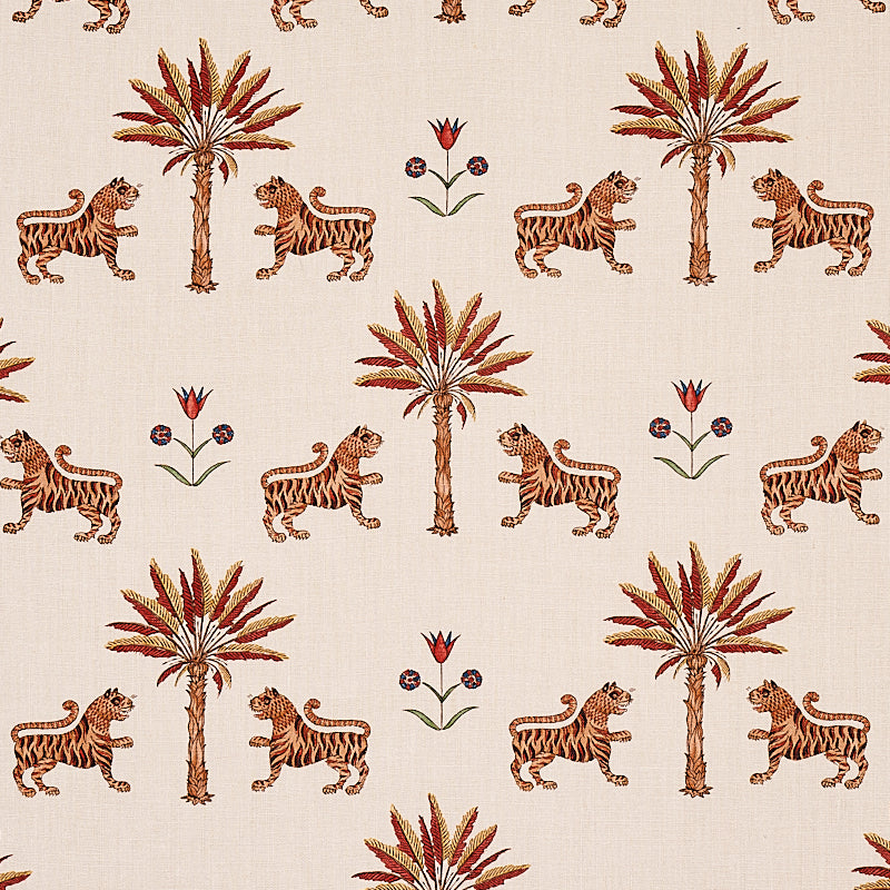 Search 179932 Tiger Palm Crimson by Schumacher Fabric