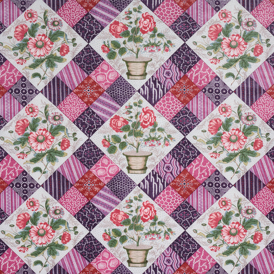 Select 180121 Caldwell Patchwork Chintz Fuschia And Plum by Schumacher Fabric