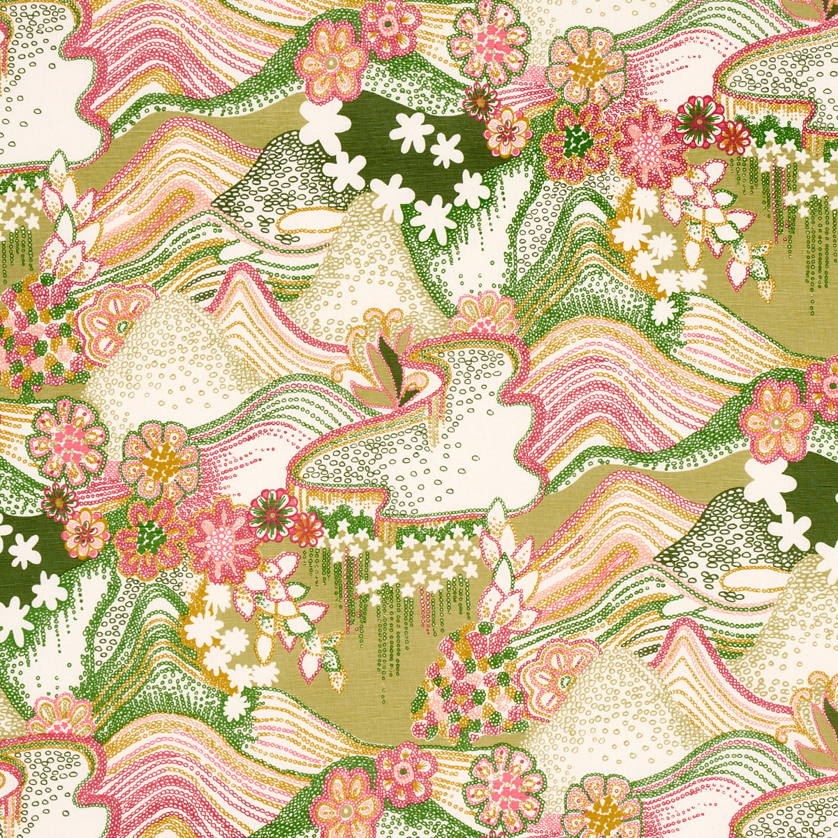 Shop 180131 Daisy Chain Green And Pink by Schumacher Fabric