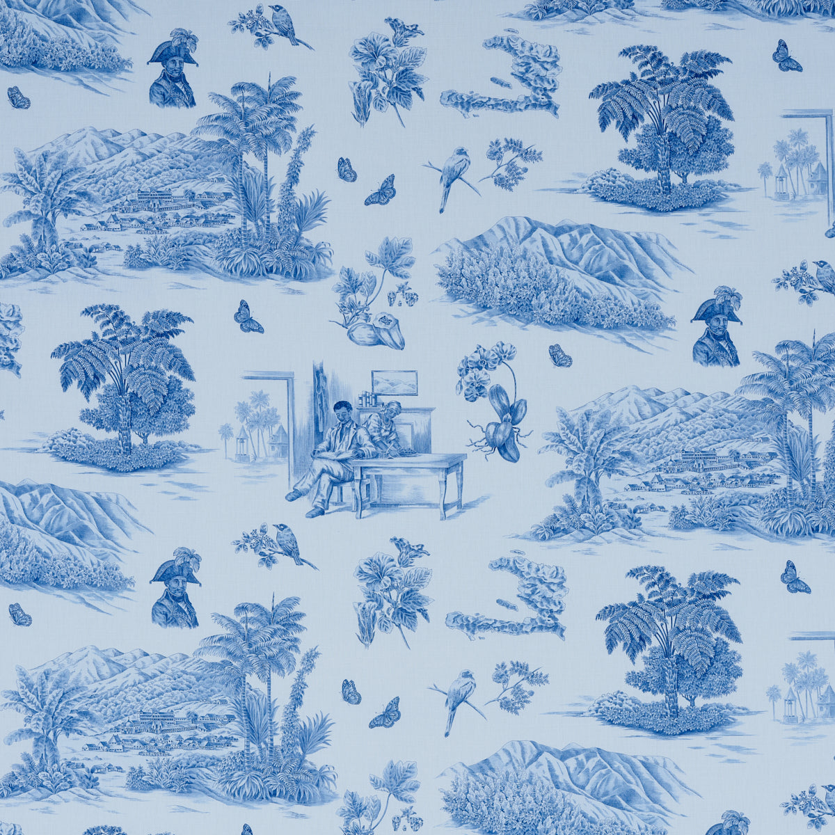 Purchase 180273 Toussaint Toile, Blue and Sky by Schumacher Fabric