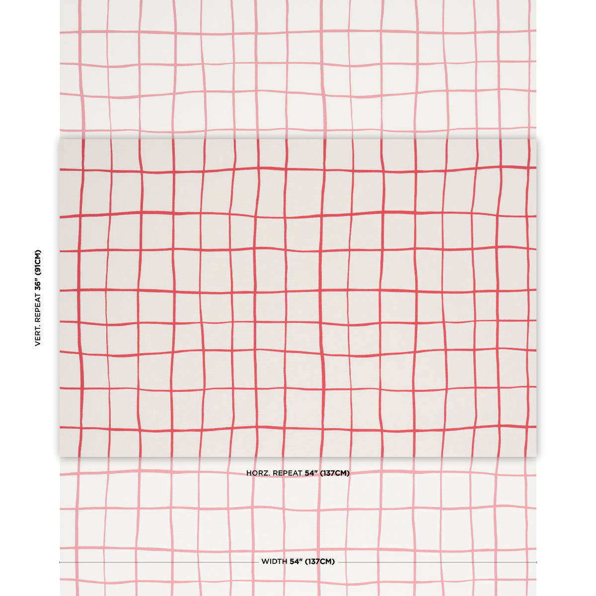 Purchase 180293 | Painterly Windowpane, Red - Schumacher Fabric